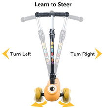 Load image into Gallery viewer, Yuanj Scooter for Children, Scooter with 3 Wheels with Flashing Wheels, Scooter with 4 Adjustable Heights, with Rear Safety Brake - Yellow