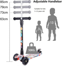 Load image into Gallery viewer, Scooter for Children, Scooter with 3 Wheels with Flashing Wheels, Scooter with 4 Adjustable Heights, with Rear Safety Brake - White