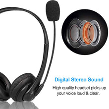 Load image into Gallery viewer, USB Headset with Microphone, Computer Headset with Microphone for PC Laptop, Wired Headset with Volume Control for Call Center / Office / Online Course Chat / Skype / Google Voice ECC (MIC11)