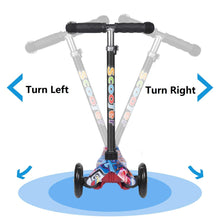 Load image into Gallery viewer, Yuanj Scooter for Kids, 3 Wheel Scooter with Flashing Wheels, Scooter with 4 Adjustable Heights, with Rear Safety Brake - Black