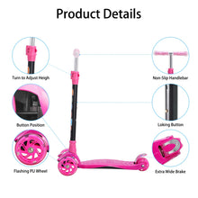 Load image into Gallery viewer, Yuanj scooter kids scooter, height adjustable kids scooter with LED PU wheels, kids scooter for girls and boys 3-12 years old