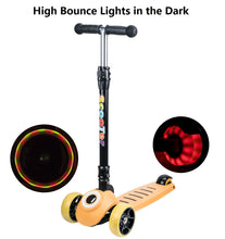 Load image into Gallery viewer, Yuanj Scooter for Children, Scooter with 3 Wheels with Flashing Wheels, Scooter with 4 Adjustable Heights, with Rear Safety Brake - Yellow