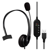 Load image into Gallery viewer, USB Headset with Microphone, Computer Headset with Microphone for PC Laptop, Wired Headset with Volume Control for Call Center / Office / Online Course Chat / Skype / Google Voice ECC (MIC12)