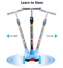 Load image into Gallery viewer, Yuanj Scooter for Children, Scooter with 3 Wheels with Flashing Wheels, Scooter with 4 Adjustable Heights, with Rear Safety Brake - Blue