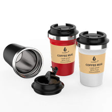 Load image into Gallery viewer, Yuanj Premium Thermobecher Kaffeebecher to go, 350ml Edelstahl Isolierbecher, Doppelwandig & Vakuumisoliert Autobecher/Travel Mug für Kaffee oder Tee (Schwarz)