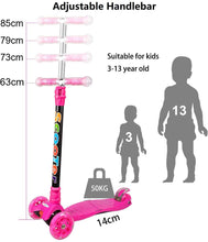 Load image into Gallery viewer, Yuanj scooter kids scooter, height adjustable kids scooter with LED PU wheels, kids scooter for girls and boys 3-12 years old