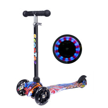 Load image into Gallery viewer, Yuanj Scooter for Kids, 3 Wheel Scooter with Flashing Wheels, Scooter with 4 Adjustable Heights, with Rear Safety Brake - Black