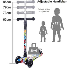 Load image into Gallery viewer, Scooter for Children, Scooter with 3 Wheels with Flashing Wheels, Scooter with 4 Adjustable Heights, with Rear Safety Brake
