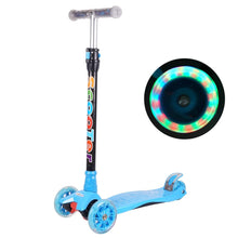 Load image into Gallery viewer, Yuanj Scooter for Children, Scooter with 3 Wheels with Flashing Wheels, Scooter with 4 Adjustable Heights, with Rear Safety Brake - Blue