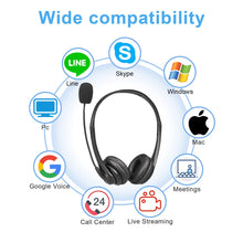 Load image into Gallery viewer, USB Headset with Microphone, Computer Headset with Microphone for PC Laptop, Wired Headset with Volume Control for Call Center / Office / Online Course Chat / Skype / Google Voice ECC (MIC11)
