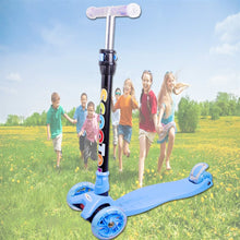 Load image into Gallery viewer, Yuanj Scooter for Children, Scooter with 3 Wheels with Flashing Wheels, Scooter with 4 Adjustable Heights, with Rear Safety Brake - Blue