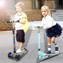 Load image into Gallery viewer, Scooter for Children, Scooter with 3 Wheels with Flashing Wheels, Scooter with 4 Adjustable Heights, with Rear Safety Brake