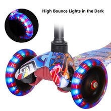 Load image into Gallery viewer, Yuanj Scooter for Kids, 3 Wheel Scooter with Flashing Wheels, Scooter with 4 Adjustable Heights, with Rear Safety Brake - Black
