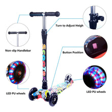 Load image into Gallery viewer, Scooter for Children, Scooter with 3 Wheels with Flashing Wheels, Scooter with 4 Adjustable Heights, with Rear Safety Brake
