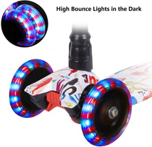 Load image into Gallery viewer, Scooter for Children, Scooter with 3 Wheels with Flashing Wheels, Scooter with 4 Adjustable Heights, with Rear Safety Brake - White