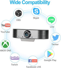 Load image into Gallery viewer, 1080p Full HD Webcam with Microphone, USB Fixed PC Webcam Camera, for Teleconferencing, Video Calling, Study, Conference, Recording, Play and Work, Compatible with Windows Mac and Android