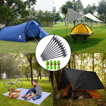 Load image into Gallery viewer, 20cm Solid Steel Tent Pegs Camping Pegs and 4m Reflective Line Ropes for Nailing Large Tents, Tents, for Camping, Hiking, Backpacking