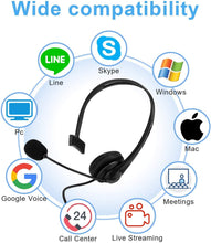 Load image into Gallery viewer, USB Headset with Microphone, Computer Headset with Microphone for PC Laptop, Wired Headset with Volume Control for Call Center / Office / Online Course Chat / Skype / Google Voice ECC (MIC12)
