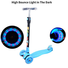 Load image into Gallery viewer, Yuanj Scooter for Children, Scooter with 3 Wheels with Flashing Wheels, Scooter with 4 Adjustable Heights, with Rear Safety Brake - Blue
