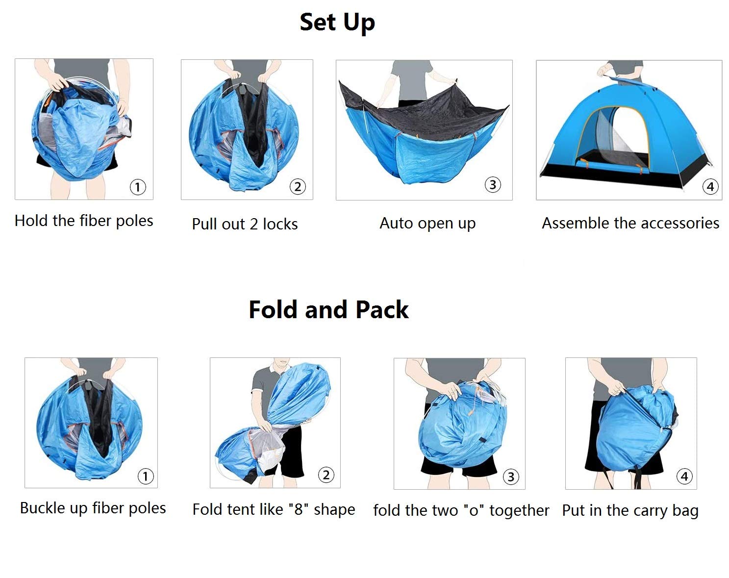 how to fold a tent Yuanj Camping Tent, Double Door Folding Tent with Easy Set Up Carry Ba – yuanj