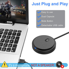 Load image into Gallery viewer, USB Conference Microphone, PC Microphone Video Conference, Recording, Skype, Online Class, Games, Zoom, Plug &amp; Play Compatible with Mac OS X Windows PC
