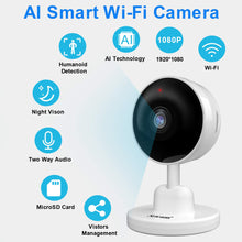 Load image into Gallery viewer, 1080P WiFi Surveillance Camera, MONODEAL HD Indoor IP Home Security Camera with Night Vision, 2-Way Audio, Human Motion Detection for Elderly Pets Kids
