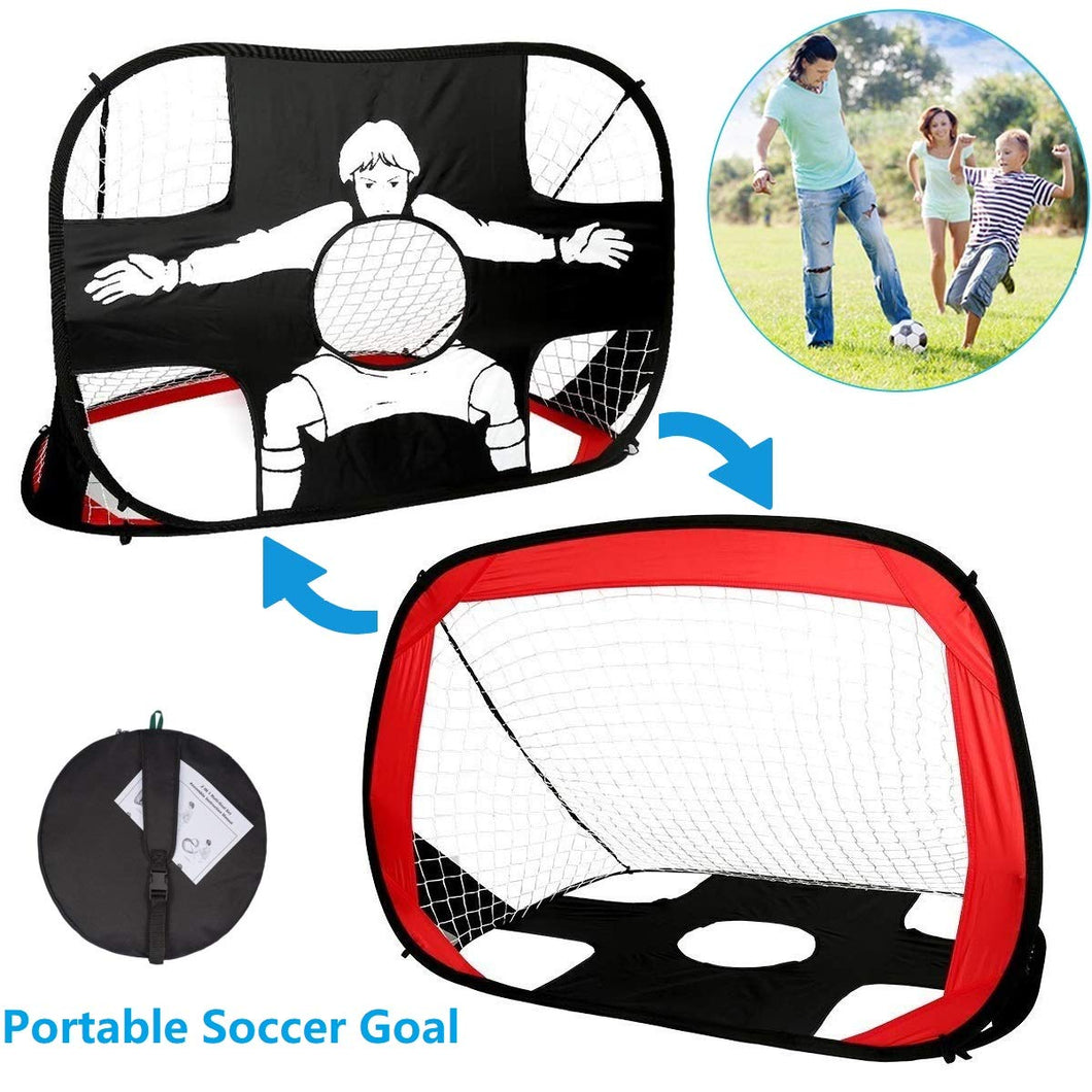 Yuanj Foldable Football Goal, 2 in 1 Portable Pop Up Kids Football Goals with Carrying Bag Perfect for Indoor and Outdoor Football Training / Practice / Play