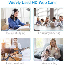Load image into Gallery viewer, 1080p Full HD Webcam with Microphone, USB Fixed PC Webcam Camera, for Teleconferencing, Video Calling, Study, Conference, Recording, Play and Work, Compatible with Windows Mac and Android
