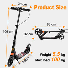 Load image into Gallery viewer, Yuanj Scooter for Teenagers Adults Children 2 Wheels Scooter, 3 Height Adjustable, Big Wheels Scooter Easy Fold, Glides Smooth and Stable
