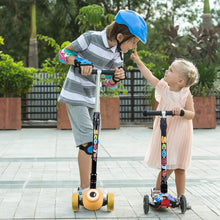 Load image into Gallery viewer, Yuanj Scooter for Children, Scooter with 3 Wheels with Flashing Wheels, Scooter with 4 Adjustable Heights, with Rear Safety Brake - Yellow
